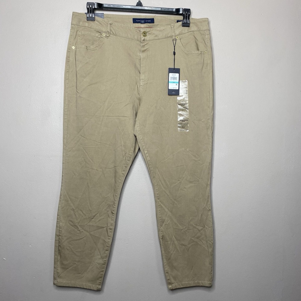 Women's Tommy Hilfiger Dark Beige Madison Skinny Ankle Stretch Pants Size 16